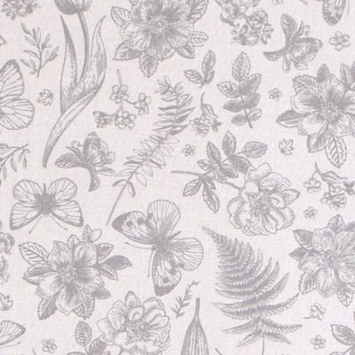 Rayon - Sketched Grey Flowers 55-1024-10