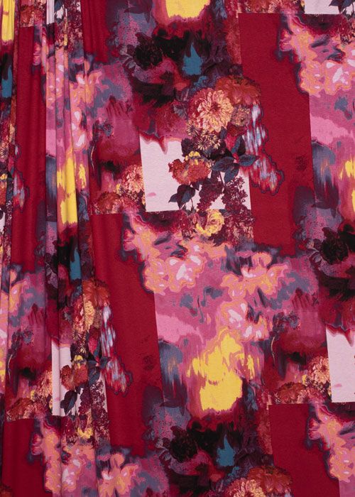Viscose/Lycra Knit - Burgundy Floral Collage Viscose/Lycra Knit - Burgundy Floral Collage