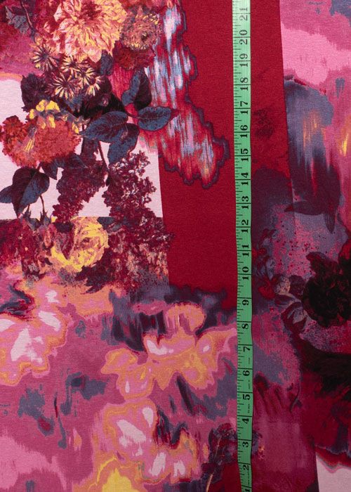 Viscose/Lycra Knit - Burgundy Floral Collage Viscose/Lycra Knit - Burgundy Floral Collage