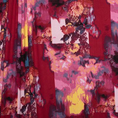 Viscose/Lycra Knit - Burgundy Floral Collage 5-125-2