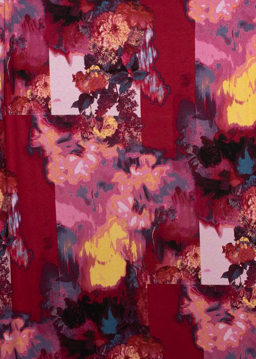 Viscose/Lycra Knit - Burgundy Floral Collage Viscose/Lycra Knit - Burgundy Floral Collage