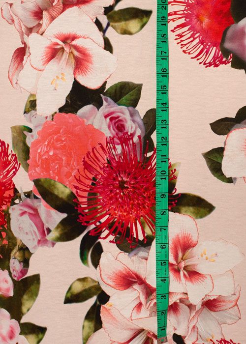 Viscose/Lycra Knit - Hibiscus Heaven - END CUT Viscose/Lycra Knit - Hibiscus Heaven - END CUT