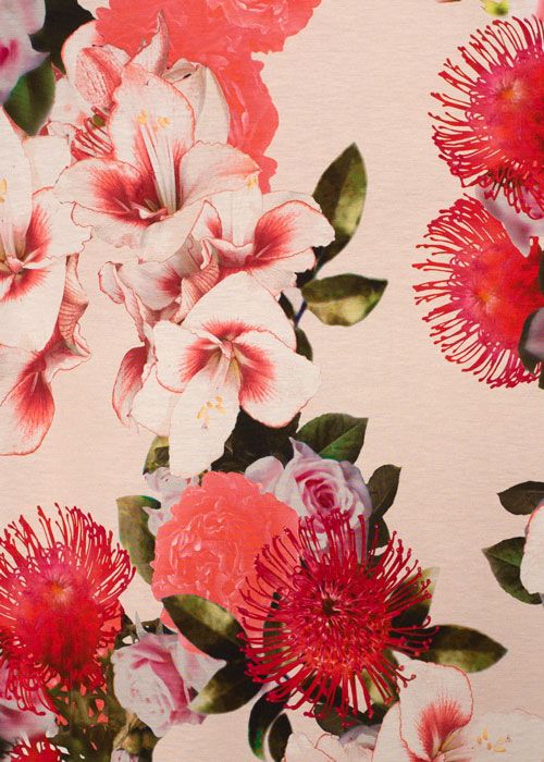 Viscose/Lycra Knit - Hibiscus Heaven - END CUT Viscose/Lycra Knit - Hibiscus Heaven - END CUT