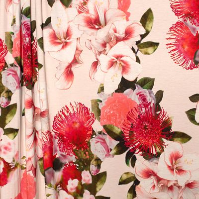 Viscose/Lycra Knit - Hibiscus Heaven - END CUT 5-325-9C