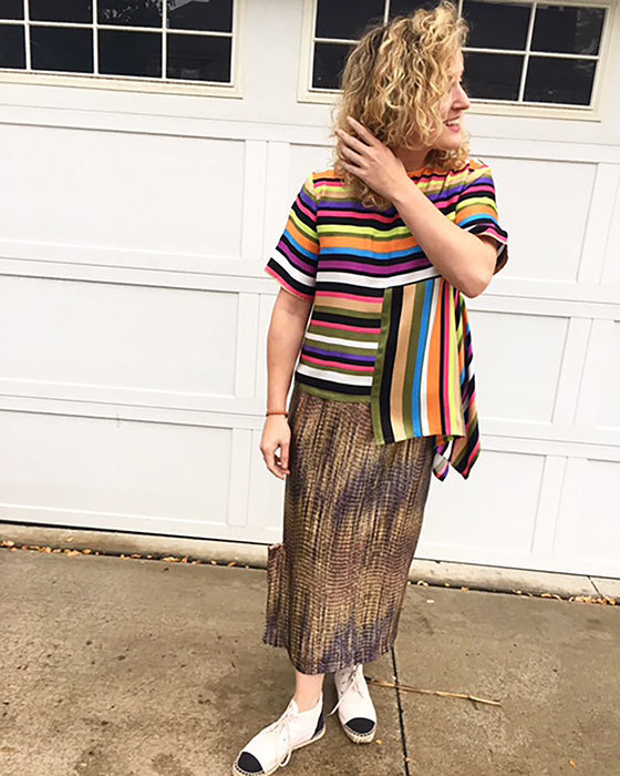 Multi-color Stripe Poly Blend