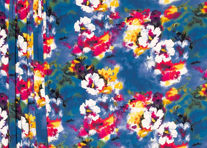 Jersey Knit - Bold Blue Floral Jersey Knit - Bold Blue Floral