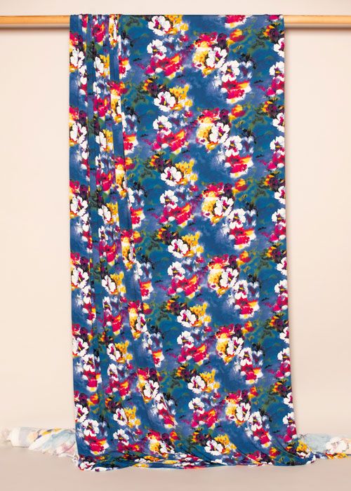 Jersey Knit - Bold Blue Floral Jersey Knit - Bold Blue Floral