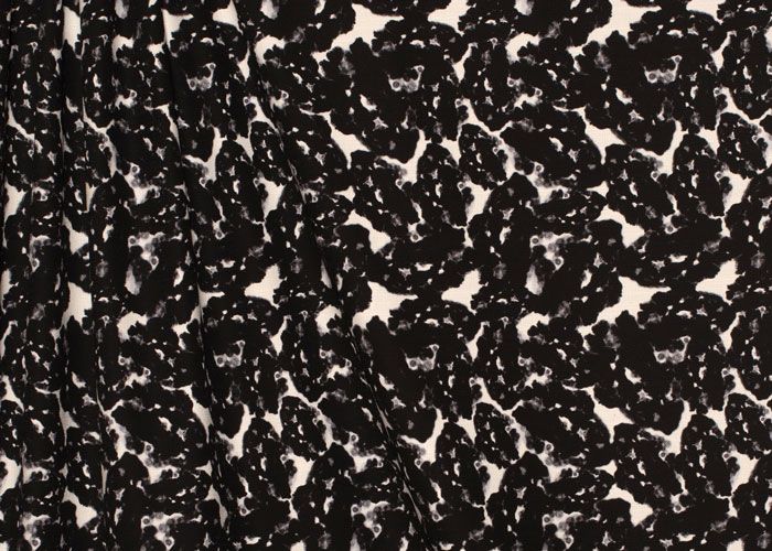 Cotton Jacquard Stretch - Black &amp; White Ink Spot