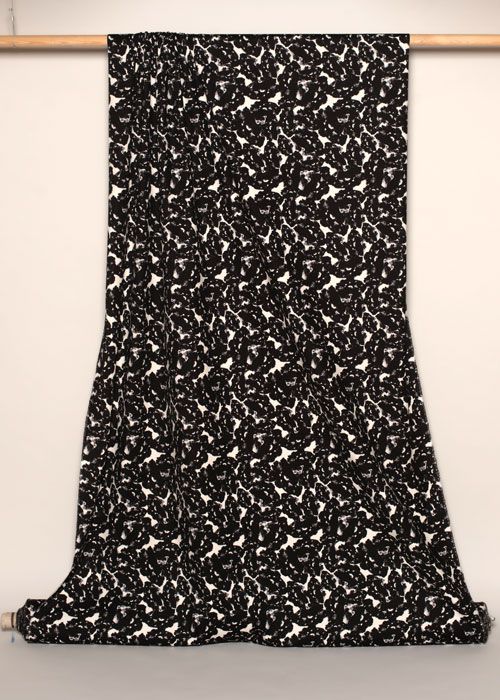 Cotton Jacquard Stretch - Black &amp; White Ink Spot