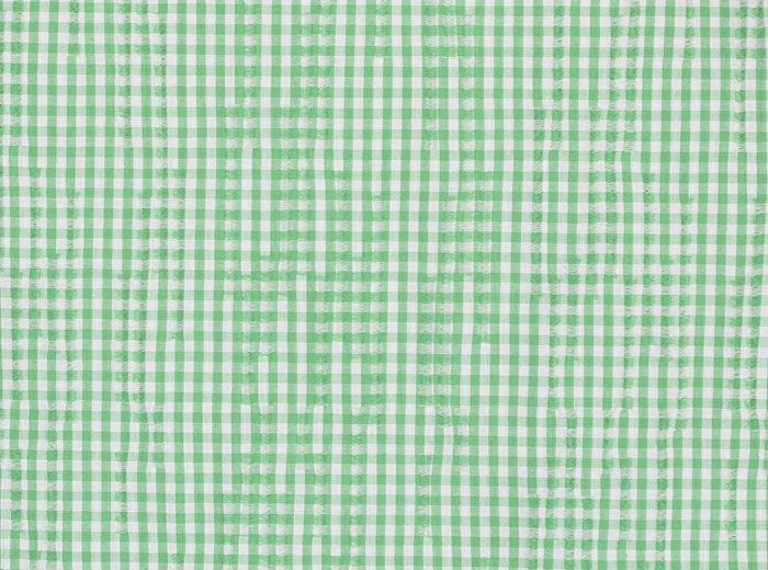 Cotton Slub Stretch - Green &amp; White Gingham