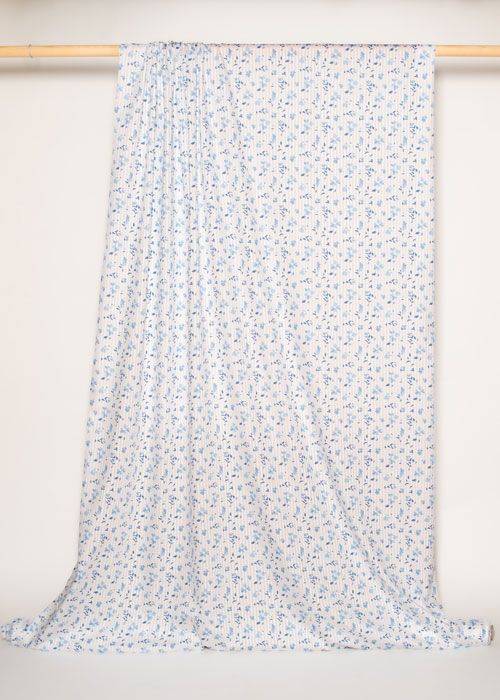Cotton - Ghost Stripe Blue Floral
