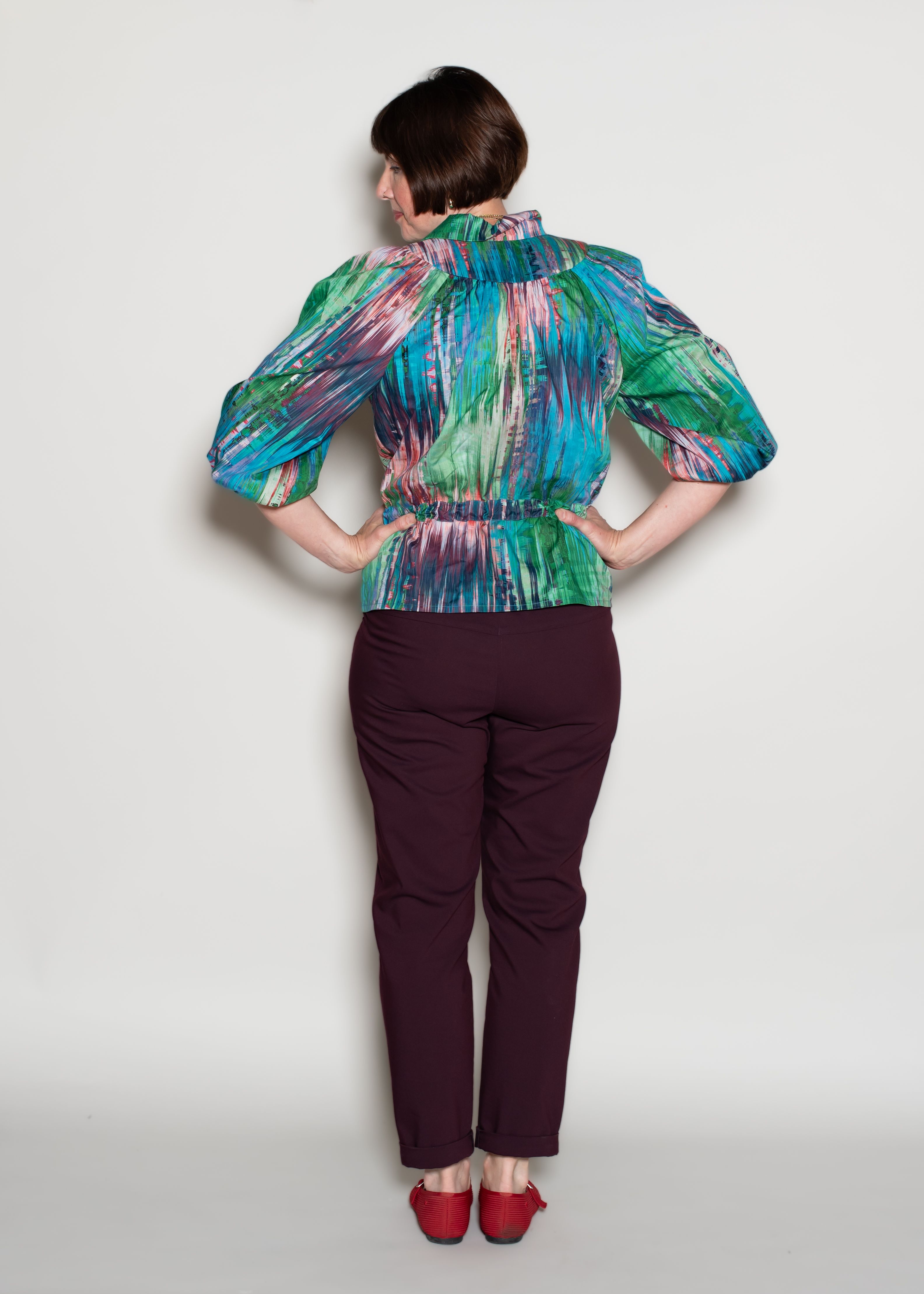 Byrd Blouse Kit: Green Glitch Tana Lawn