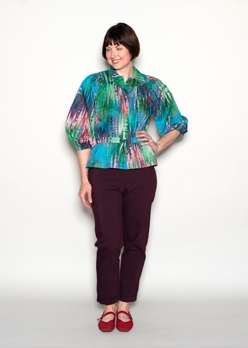 Byrd Blouse Kit: Green Glitch Tana Lawn