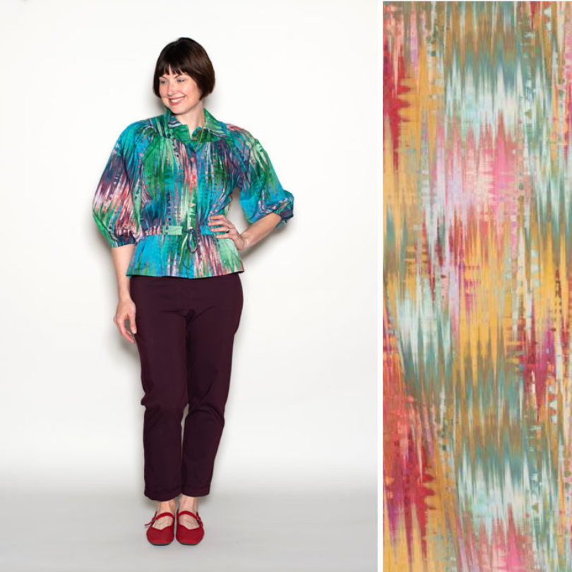 Byrd Blouse Kit: Sunny Glitch Tana Lawn