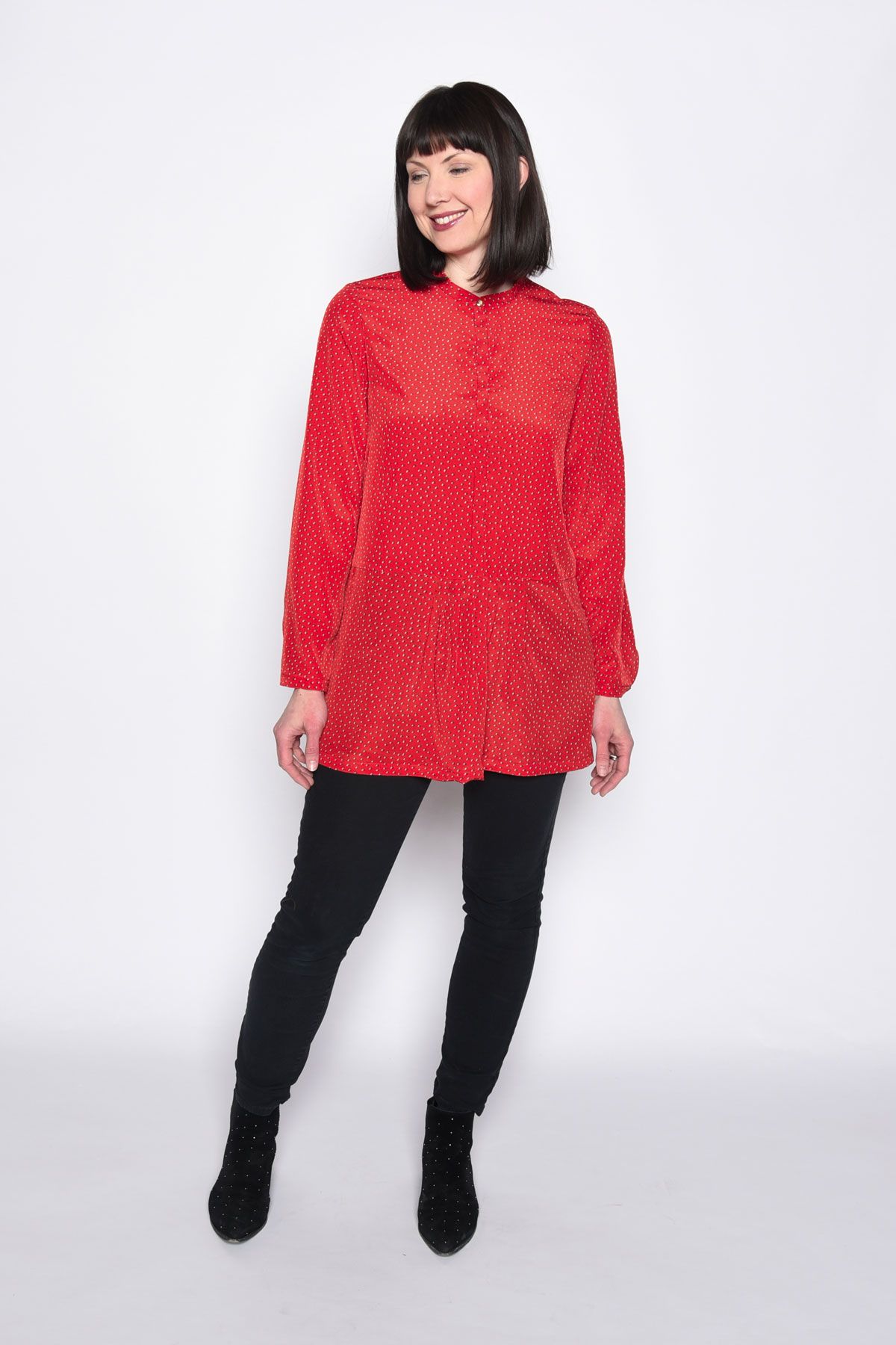 The Berwick St. Tunic in red polyester. 