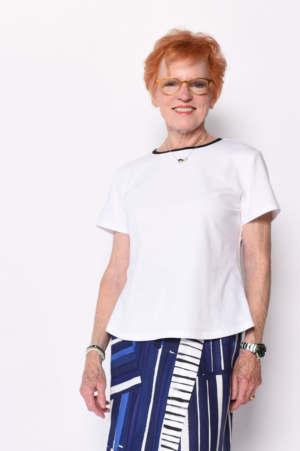 The eTee with black binding on the neckline. 