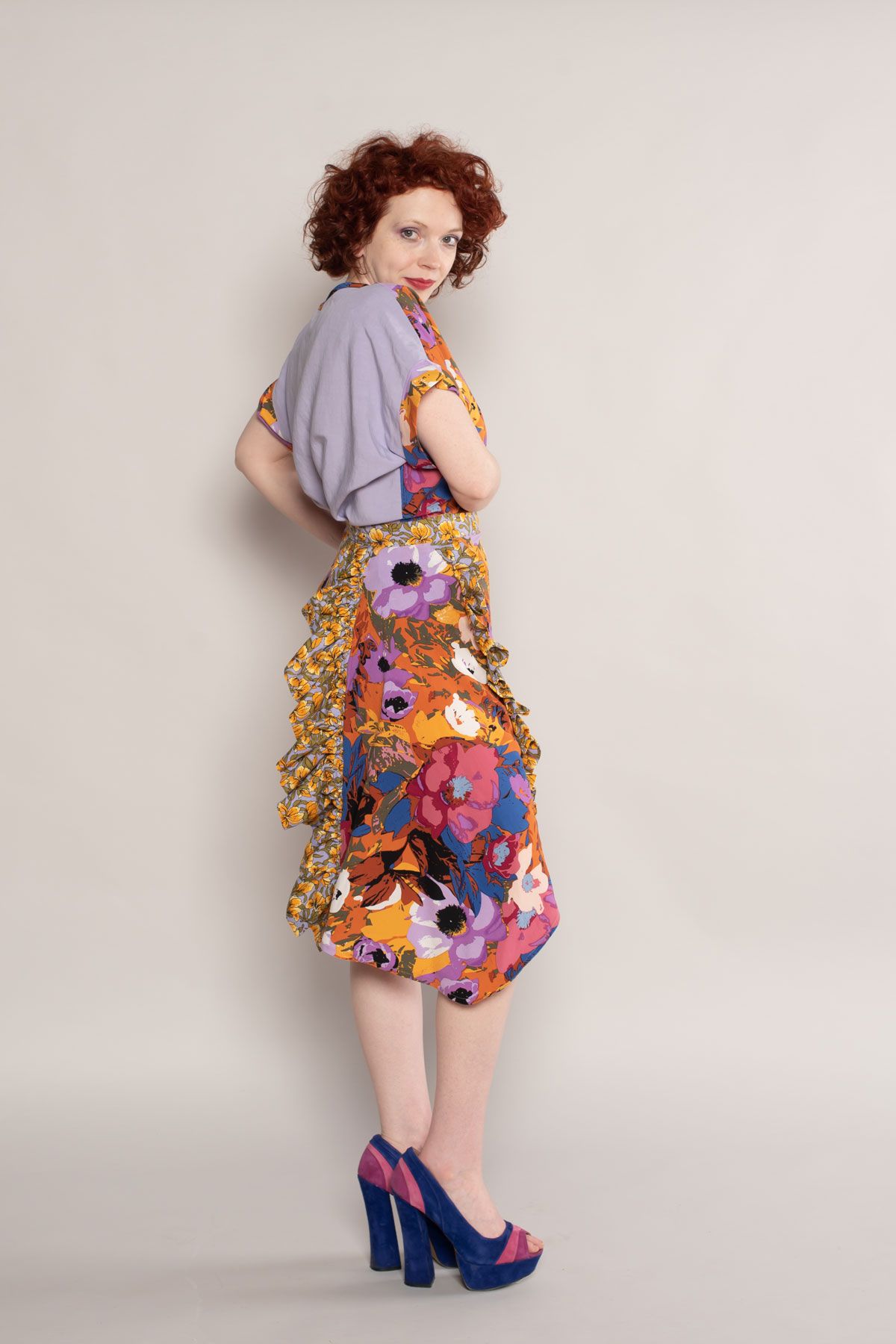 The 8th Ave Skirt with ruffles in the seams. Paired with a Eureka Top