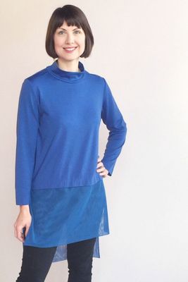 Mesh-Blocked eTee Turtleneck SC1711