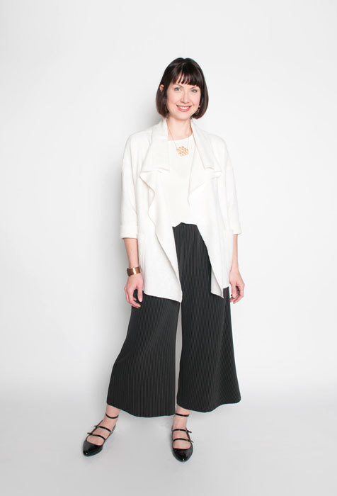 The Flatiron Jacket worn with a MixIt Tee and West End Pants. 
