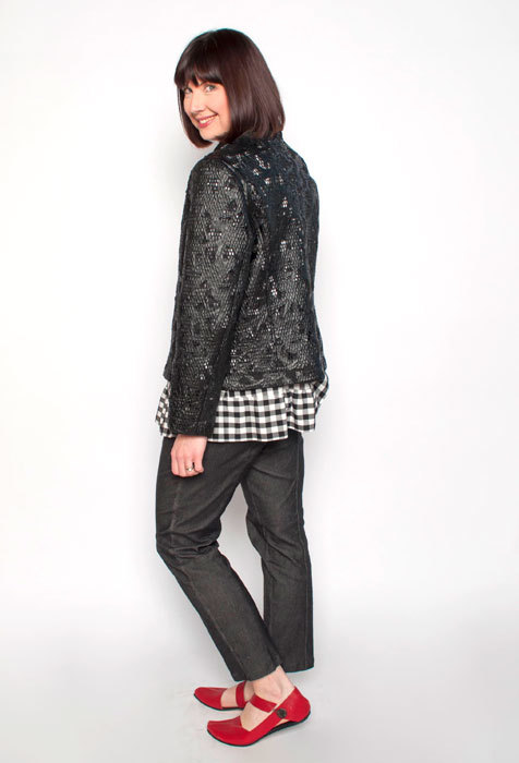 The Brando Jacket in black vinyl lace worn with the Venice Shirt and Getaway Jeans. 