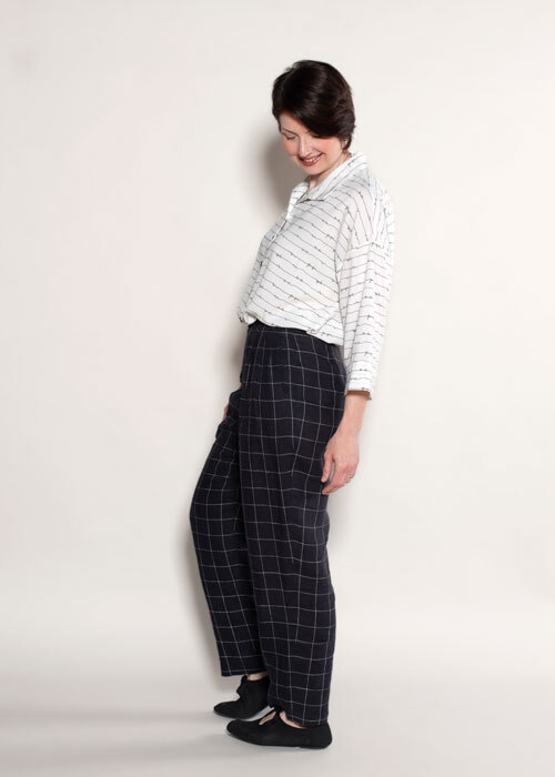 Side view of the Hollywood Pants worn with the London Shirt. 
