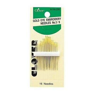 Clover Gold Eye Embroidery Needles 3-9