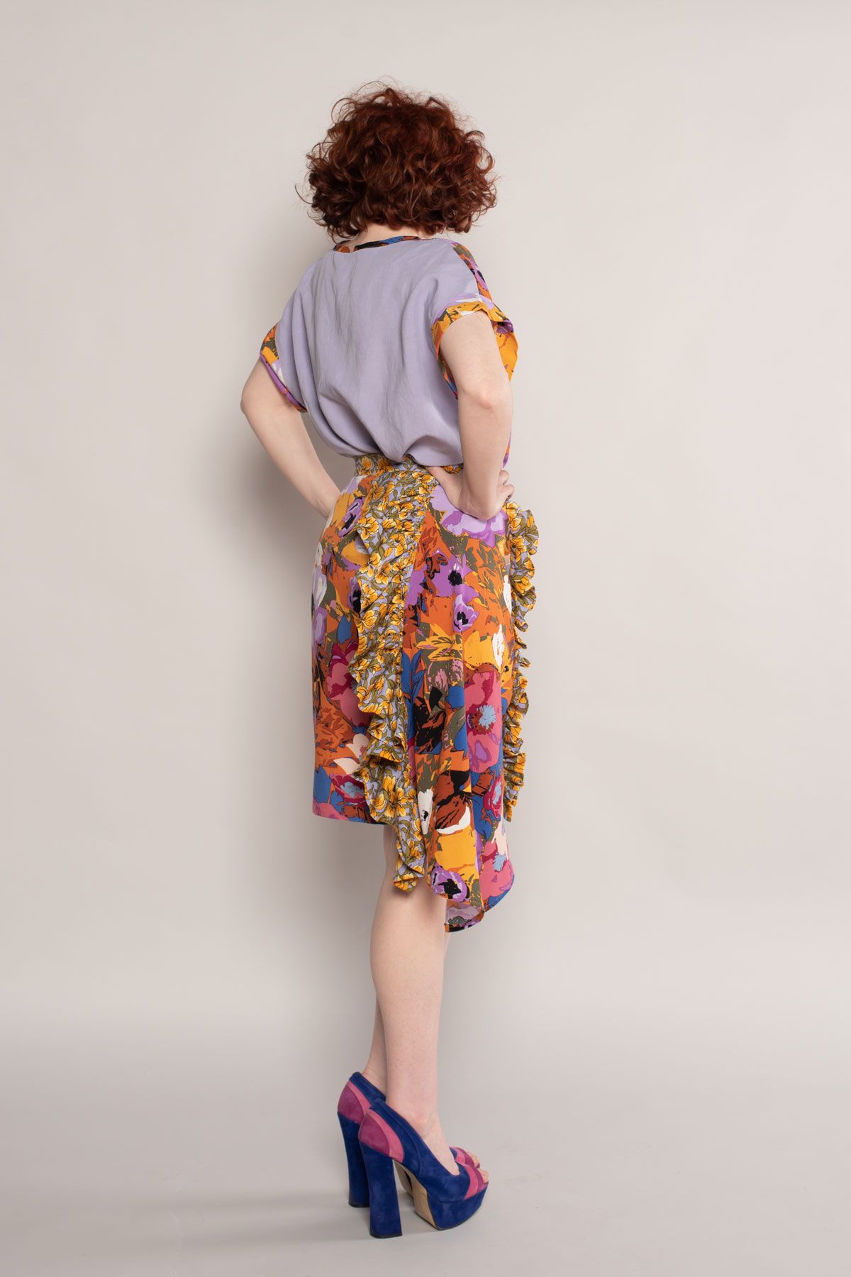 The 8th Ave Skirt with ruffles in the seams. Paired with a Eureka Top