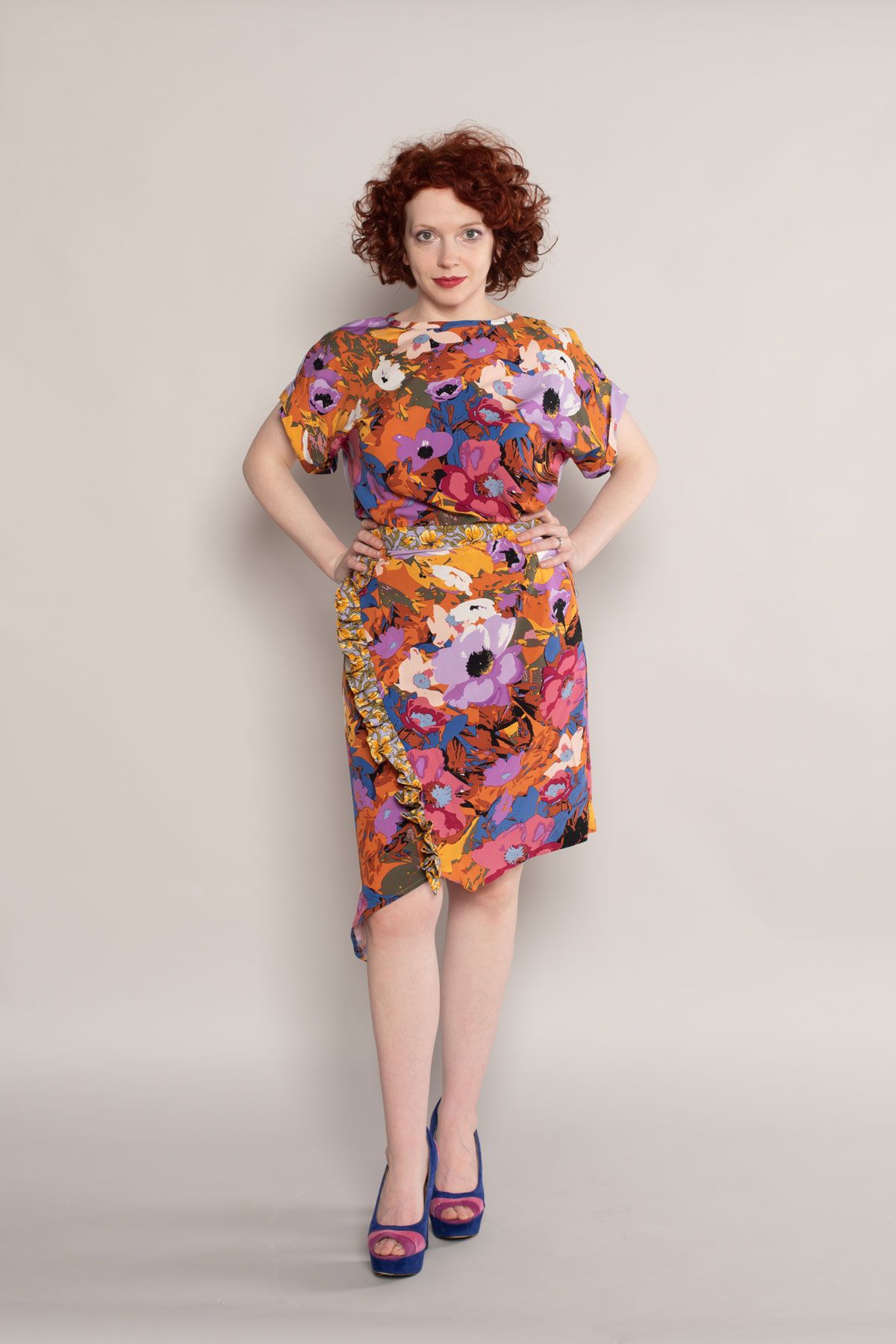 The 8th Ave Skirt with ruffles in the seams. Paired with a Eureka Top