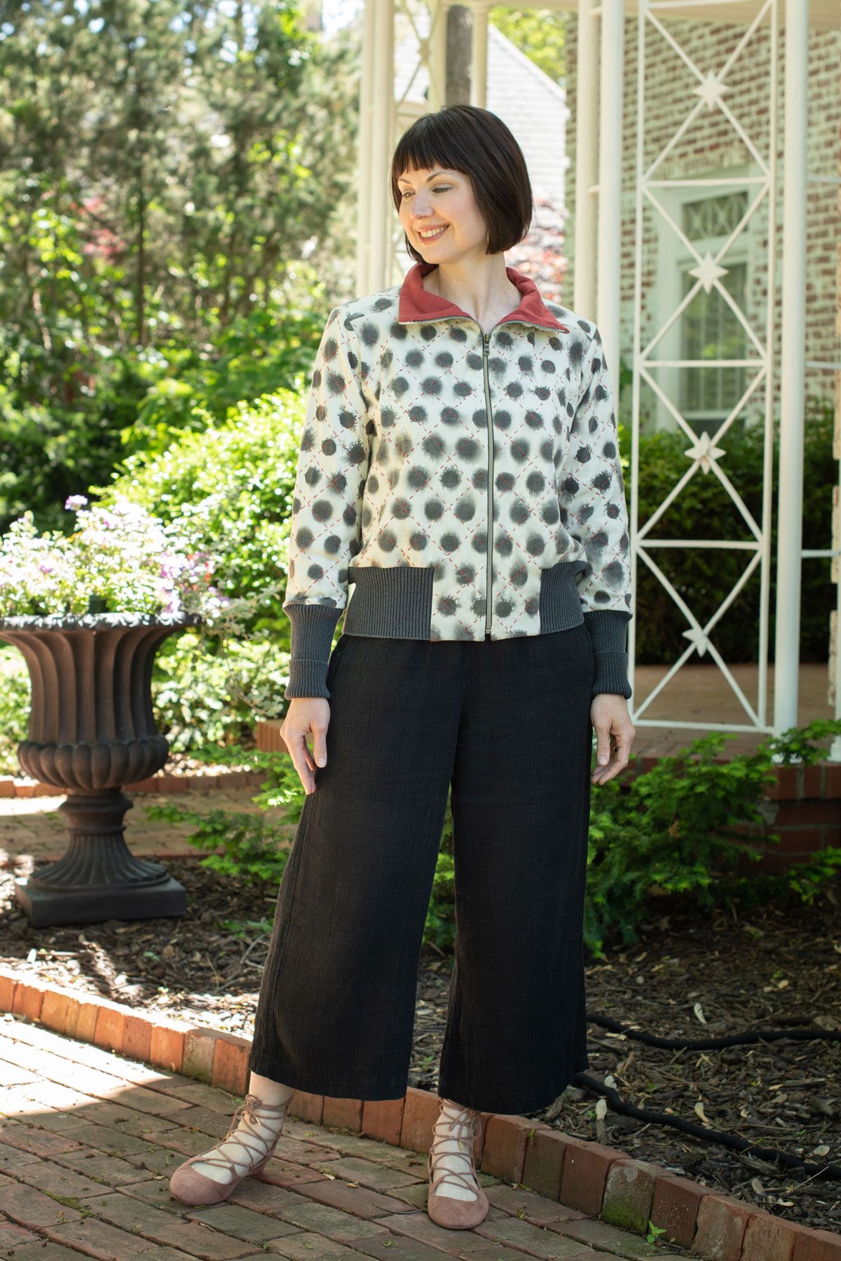 The Charlie Bomber View B made in jersey knit. 