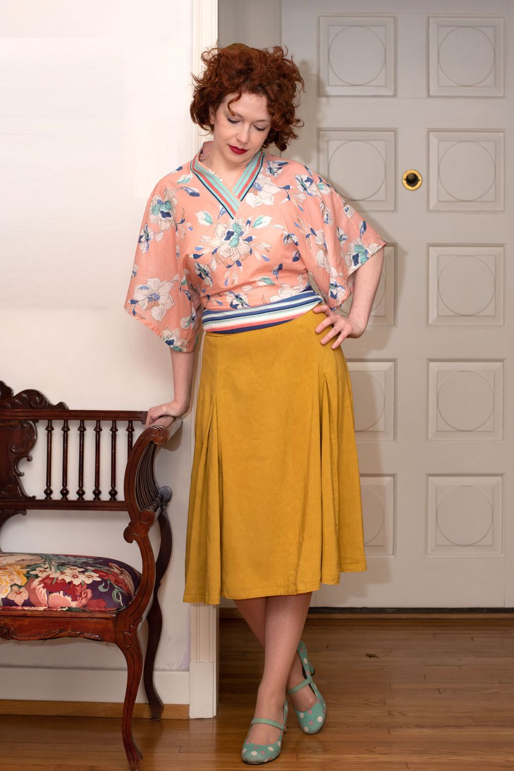 The Coco Blouse made in a lightweight cotton floral fabric. 
