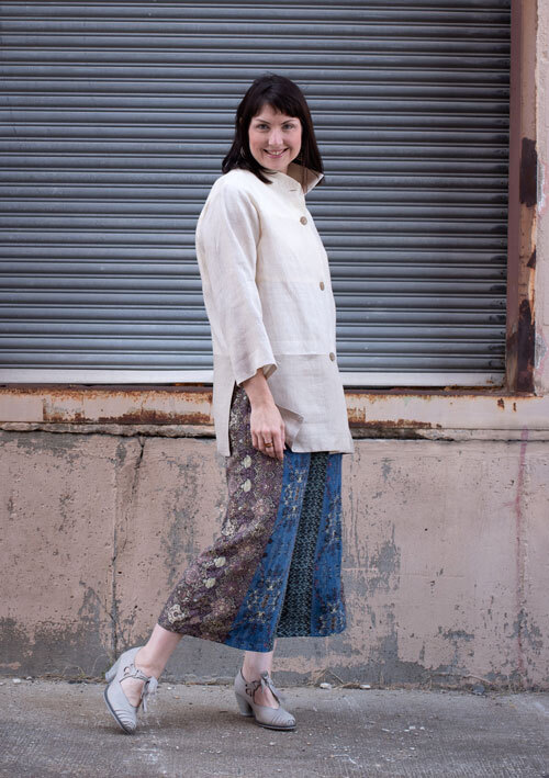 The Crossroads Shirt made with three different linen fabrics worn with the West End Pants. 