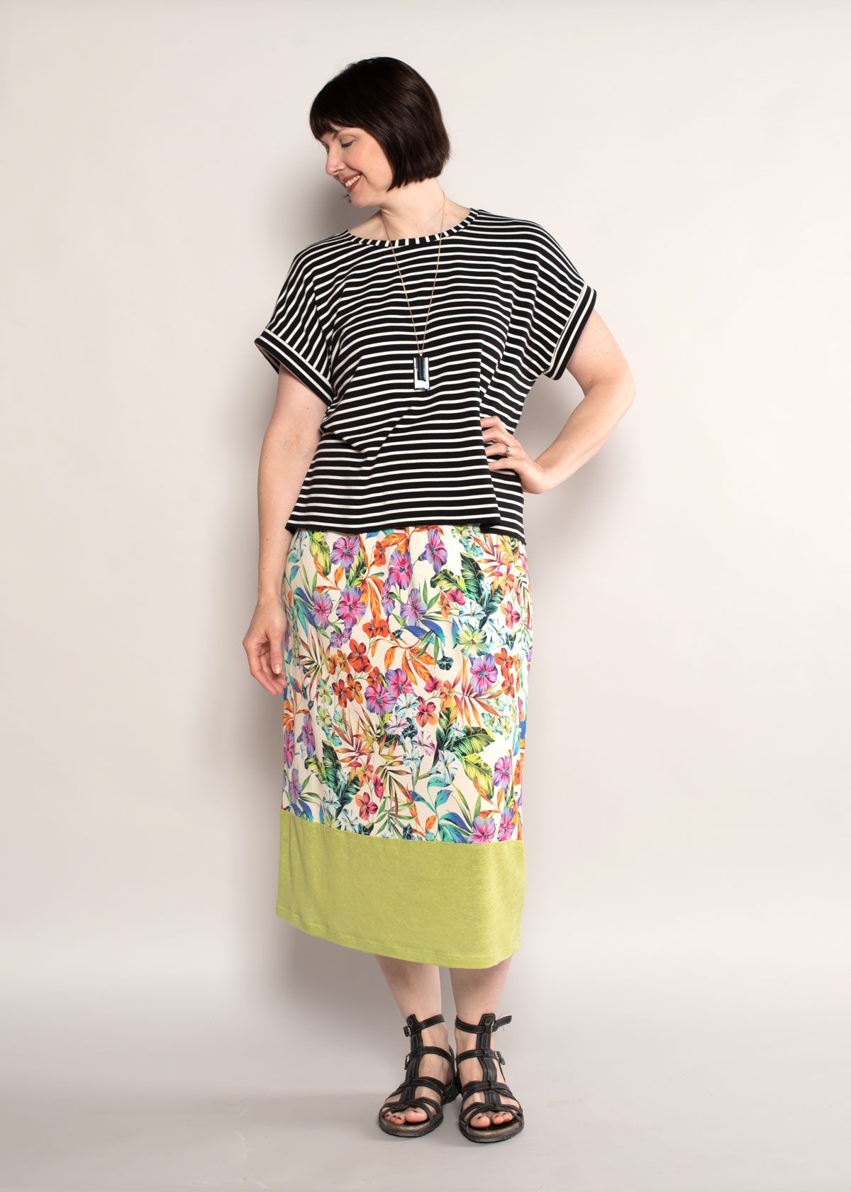 The Eureka Top paired with the skirt option from the eDress pattern. 