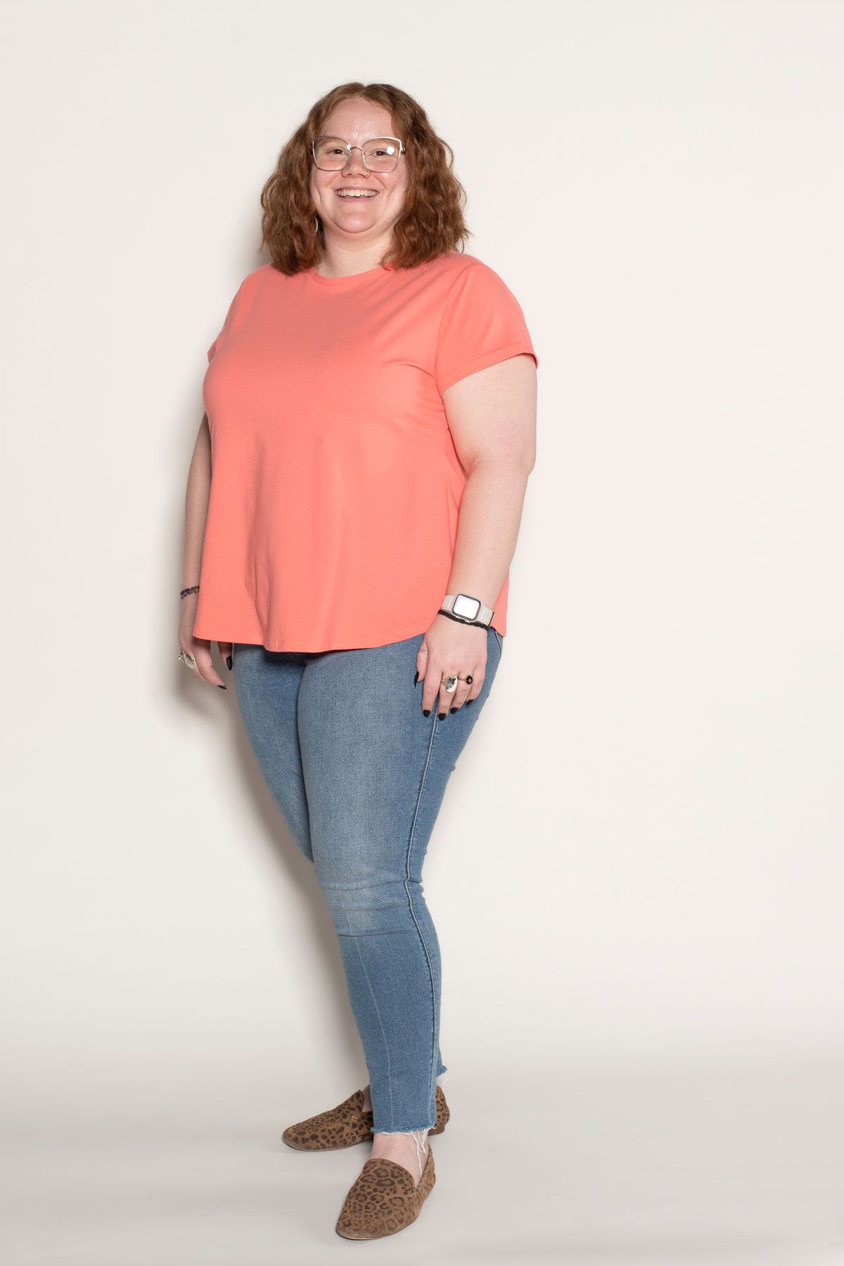 The eTee made in coral jersey knit fabric. The eTee made in coral jersey knit fabric.