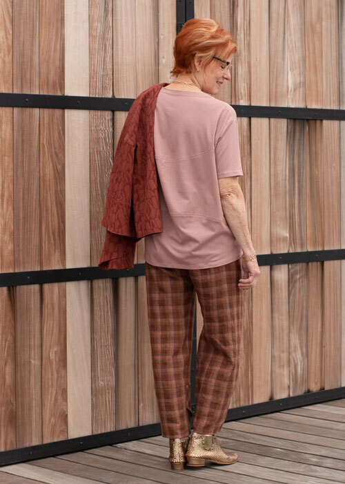 The Crane St. Tee worn with a variation of the Hudson Pants and the Sterling Jacket. The Crane St. Tee worn with a variation of the Hudson Pants and the Sterling Jacket.