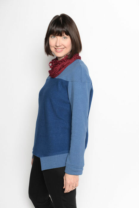 The Bristol Top made in fleece. The bodice shows the fuzzy side of the fleece, the sleeves and yoke show the jersey knit side The Bristol Top made in fleece. The bodice shows the fuzzy side of the fleece, the sleeves and yoke show the jersey knit side