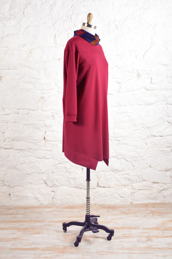 The Bristol Dress in cranberry Ponté knit. The Bristol Dress in cranberry Ponté knit.