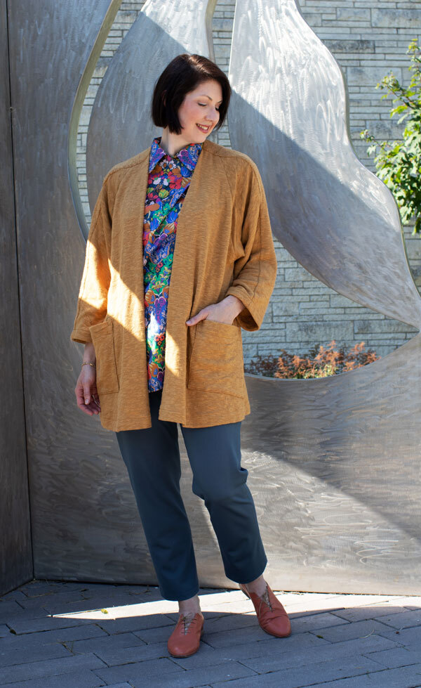 The Helix Pants paired with the Haiku Two Jacket and Willow Blouse. The Helix Pants paired with the Haiku Two Jacket and Willow Blouse.