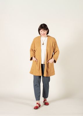 The Haiku Two Jacket made in a yellow sweater knit. 
