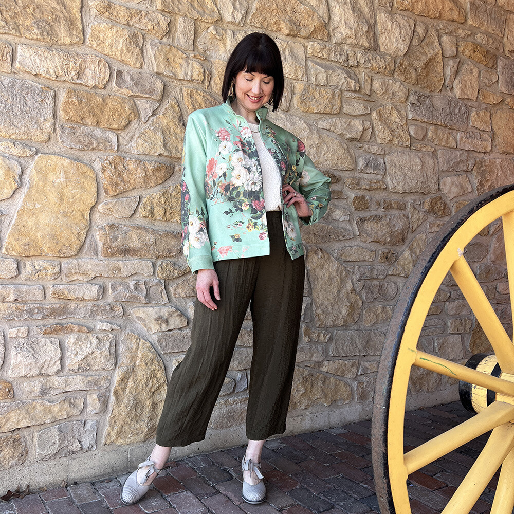 The Day Jacket made in a floral wool blend fabric. 