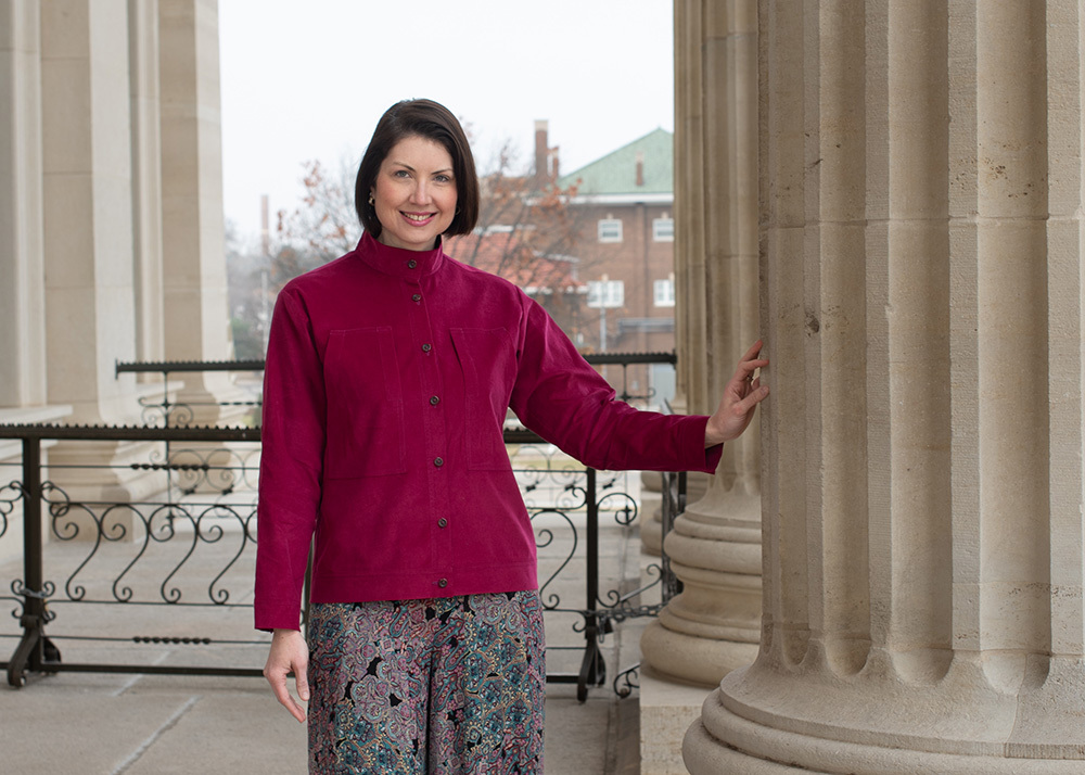 The Day Jacket made in raspberry corduroy fabric. The Day Jacket made in raspberry corduroy fabric.