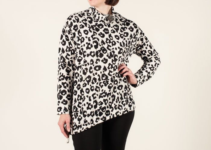 The Barcelona Top in a leopard sweater knit The Barcelona Top in a leopard sweater knit