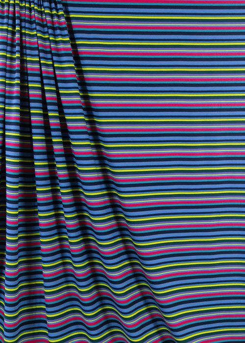 Jersey Knit Cotton - Lime Green &amp; Blue Stripe