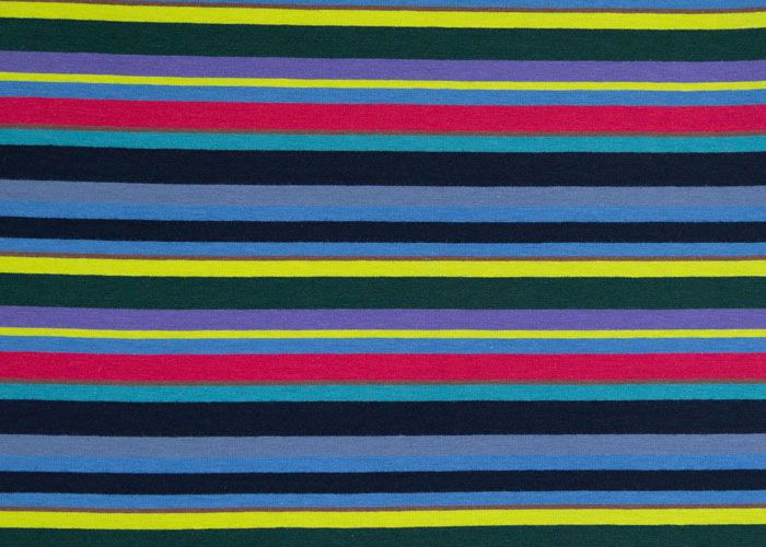 Jersey Knit Cotton - Lime Green &amp; Blue Stripe