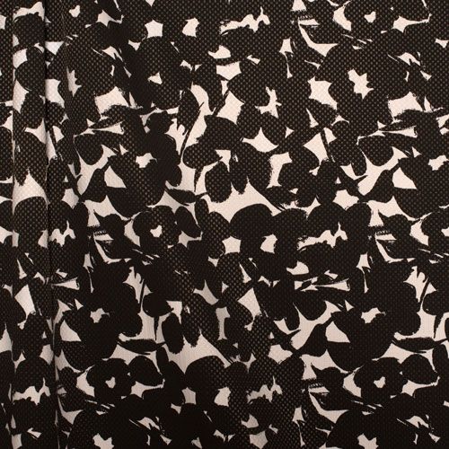 Textured Cotton - Black and White Floral