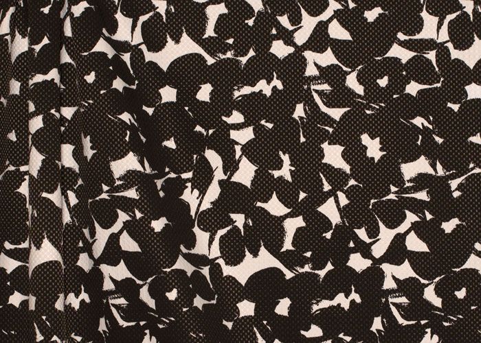 Textured Cotton - Black and White Floral