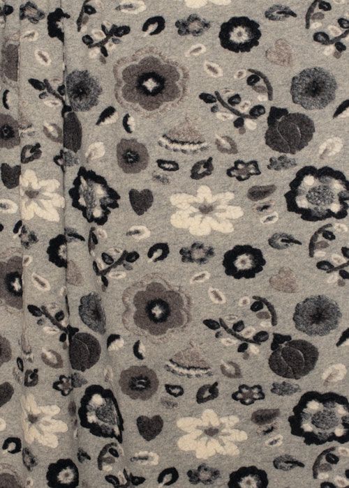 Boiled Wool - Grey Daisies
