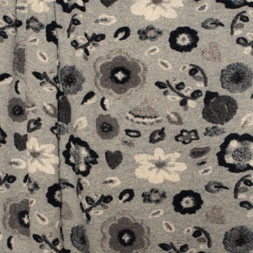 Boiled Wool - Grey Daisies