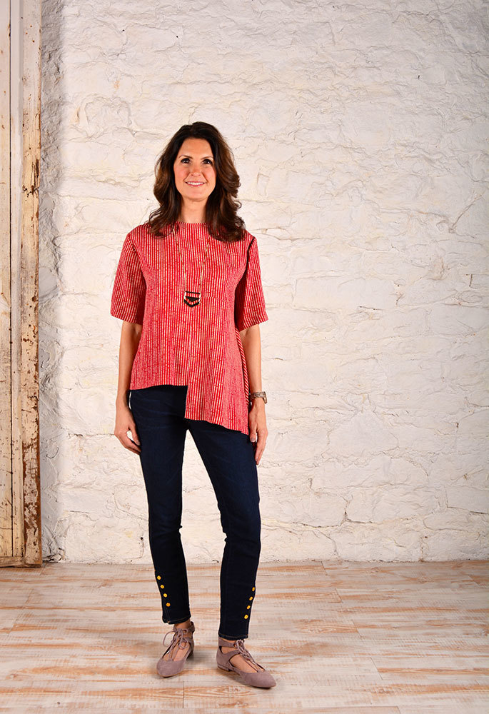 Red Stripe Rayon Blend