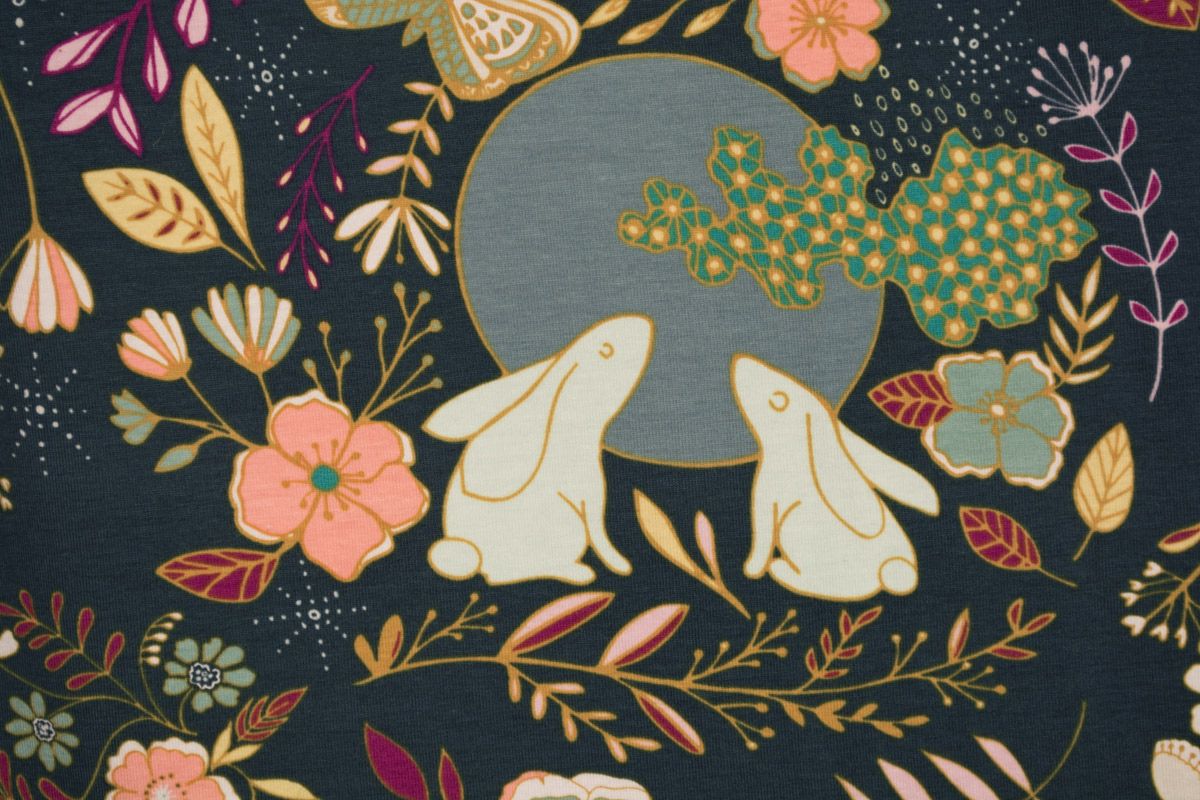 Jersey Knit Cotton - Woodland Bunny