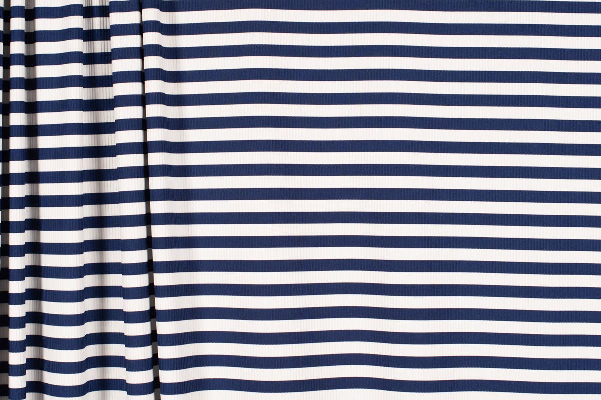 Rib Knit - Navy &amp; White Stripe